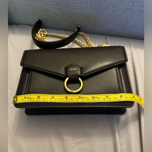 JW PEI Bag - Envelope Chain Crossbody - Black with Gold Hardware - Vegan Leather - Picture 11 of 15